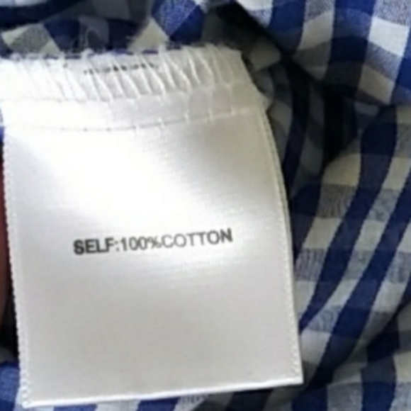 Jane and Delancey White Blue Gingham Bell Sleeve Top Women's Small S 100% Cotton - Picture 6 of 6